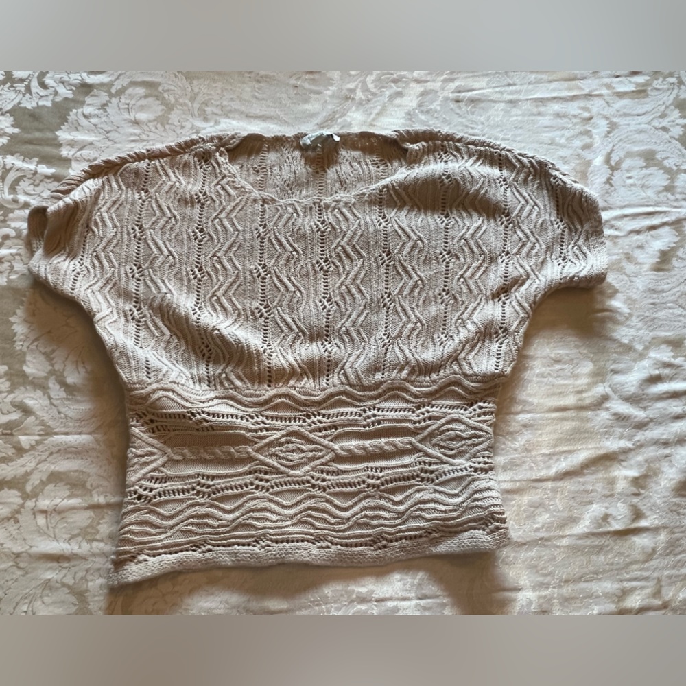 Coldwater Creek Lightweight Bohemian Coastal Tan Sweater